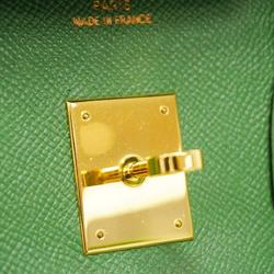 Hermes Handbag Birkin 35 □B Engraved Couchevel Green Ladies