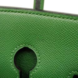 Hermes Handbag Birkin 35 □B Engraved Couchevel Green Ladies