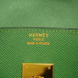 Hermes Handbag Birkin 35 □B Engraved Couchevel Green Ladies