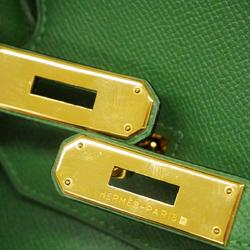 Hermes Handbag Birkin 35 □B Engraved Couchevel Green Ladies