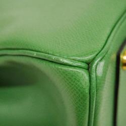 Hermes Handbag Birkin 35 □B Engraved Couchevel Green Ladies