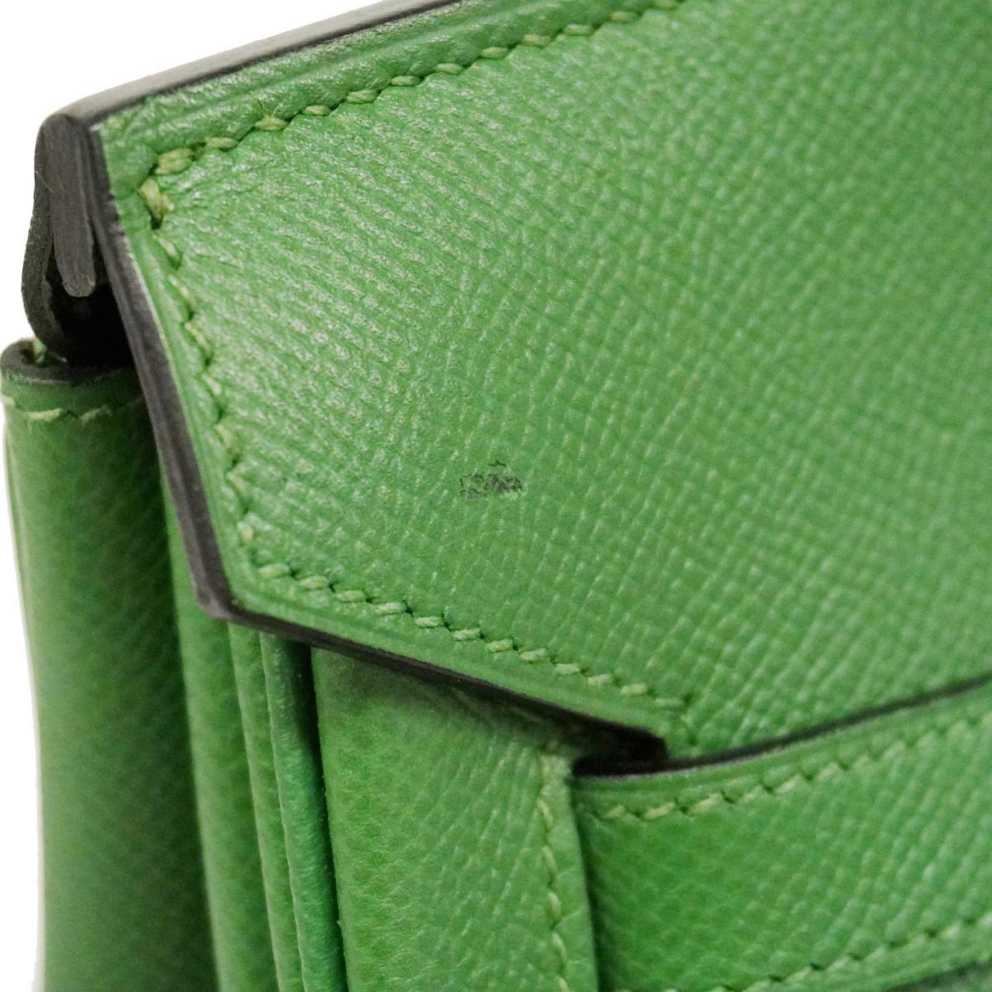 Hermes Handbag Birkin 35 □B Engraved Couchevel Green Ladies