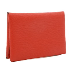 Hermes Calvi Duo Business Card Holder/Card Case Wallet/Coin Epson Rouge Couu U Engraved