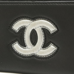 Chanel Cocomark Wallet/Coin Case Round Wallet Lambskin Black Silver