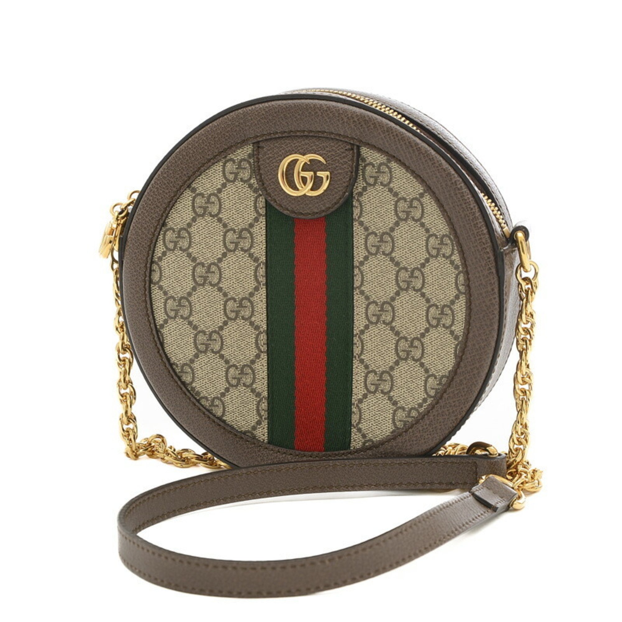 Gucci GG Supreme Ophidia Round Shoulder Bag Beige 550618