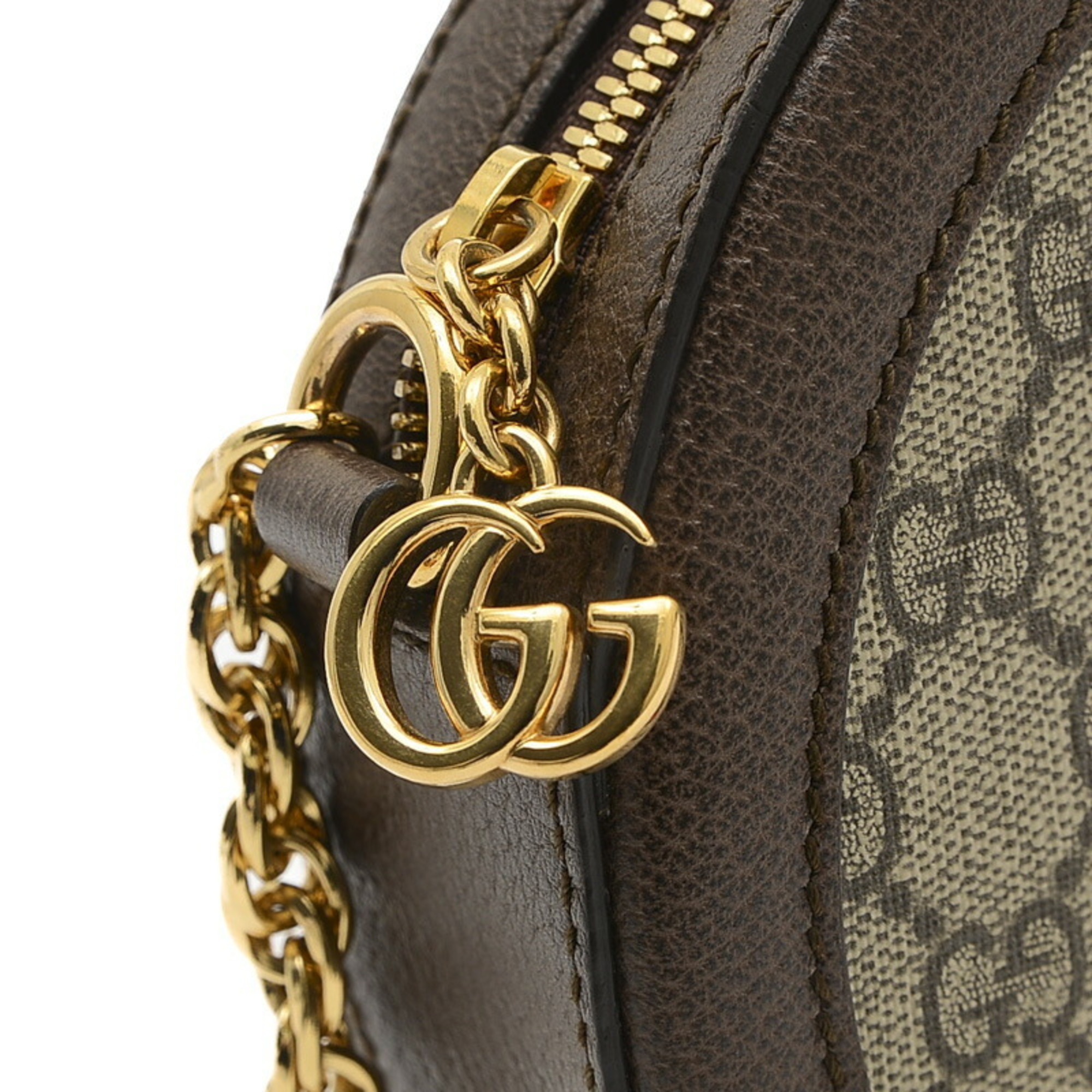 Gucci GG Supreme Ophidia Round Shoulder Bag Beige 550618