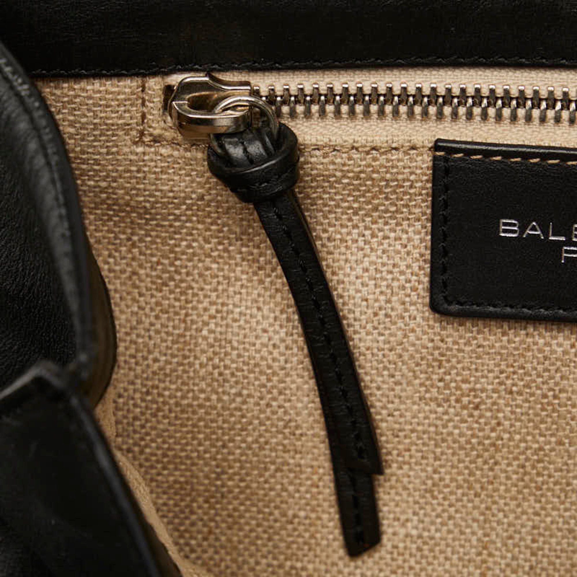 Balenciaga Afternoon Shoulder Bag 293862 Black Beige Leather Canvas Women's BALENCIAGA