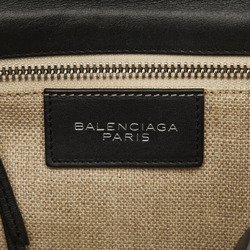Balenciaga Afternoon Shoulder Bag 293862 Black Beige Leather Canvas Women's BALENCIAGA