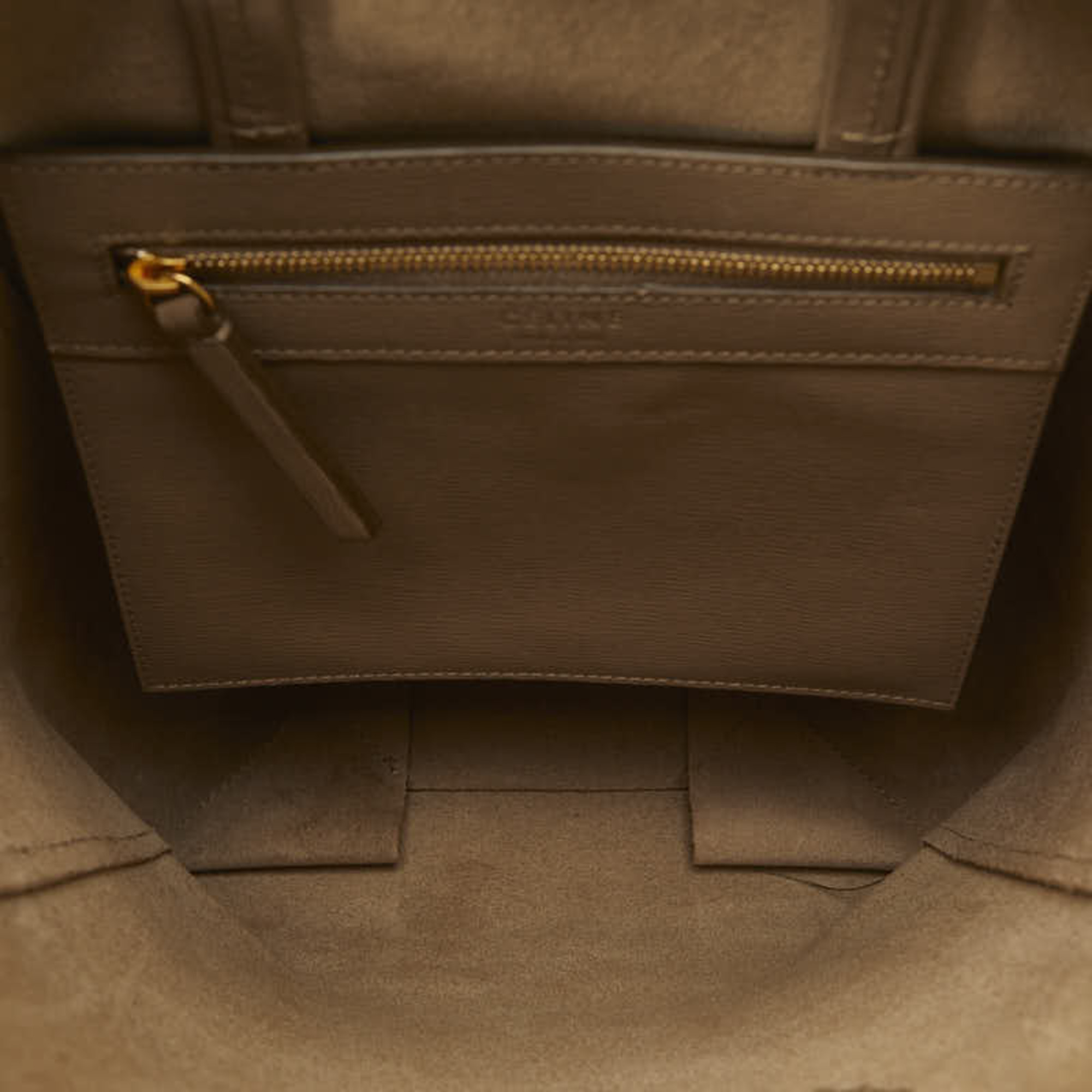 CELINE Vertical Cabas Small Tote Bag Shoulder Brown Leather Women's