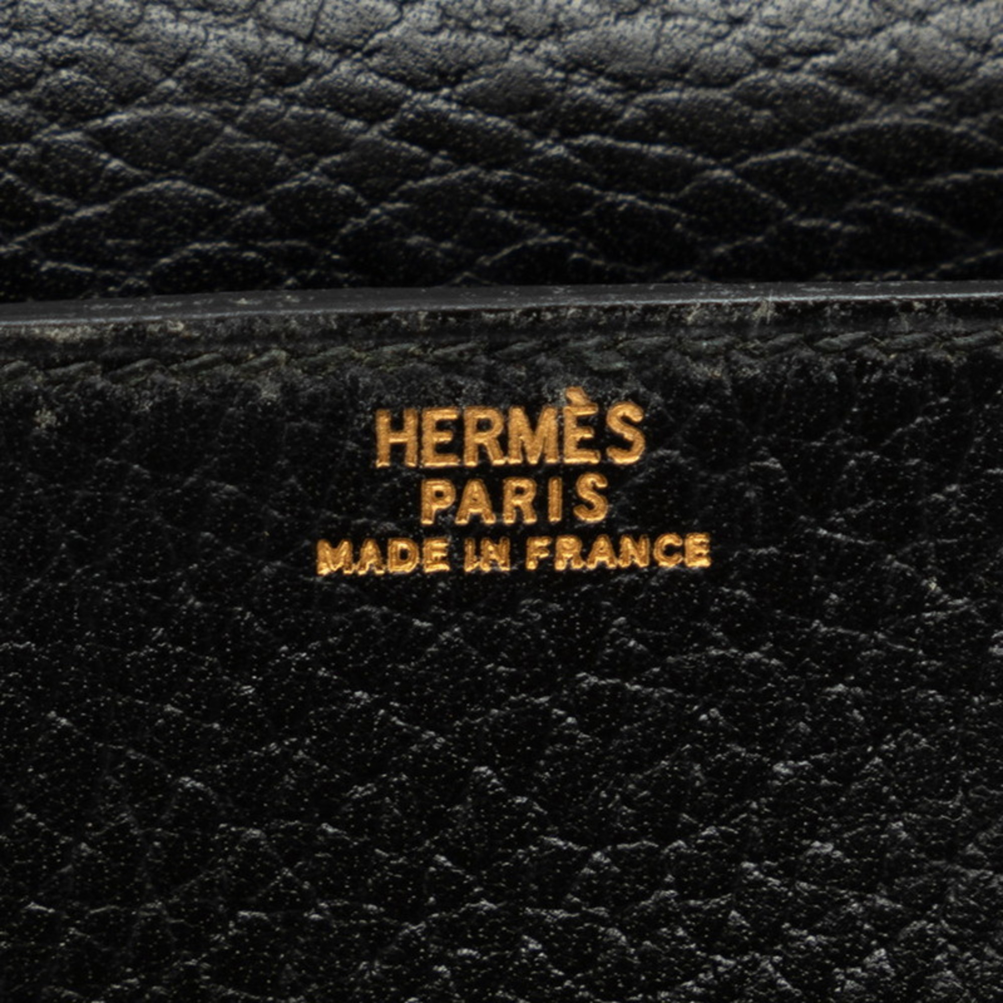 Hermes Pochette Green Waist Bag Black Gold Leather Women's HERMES