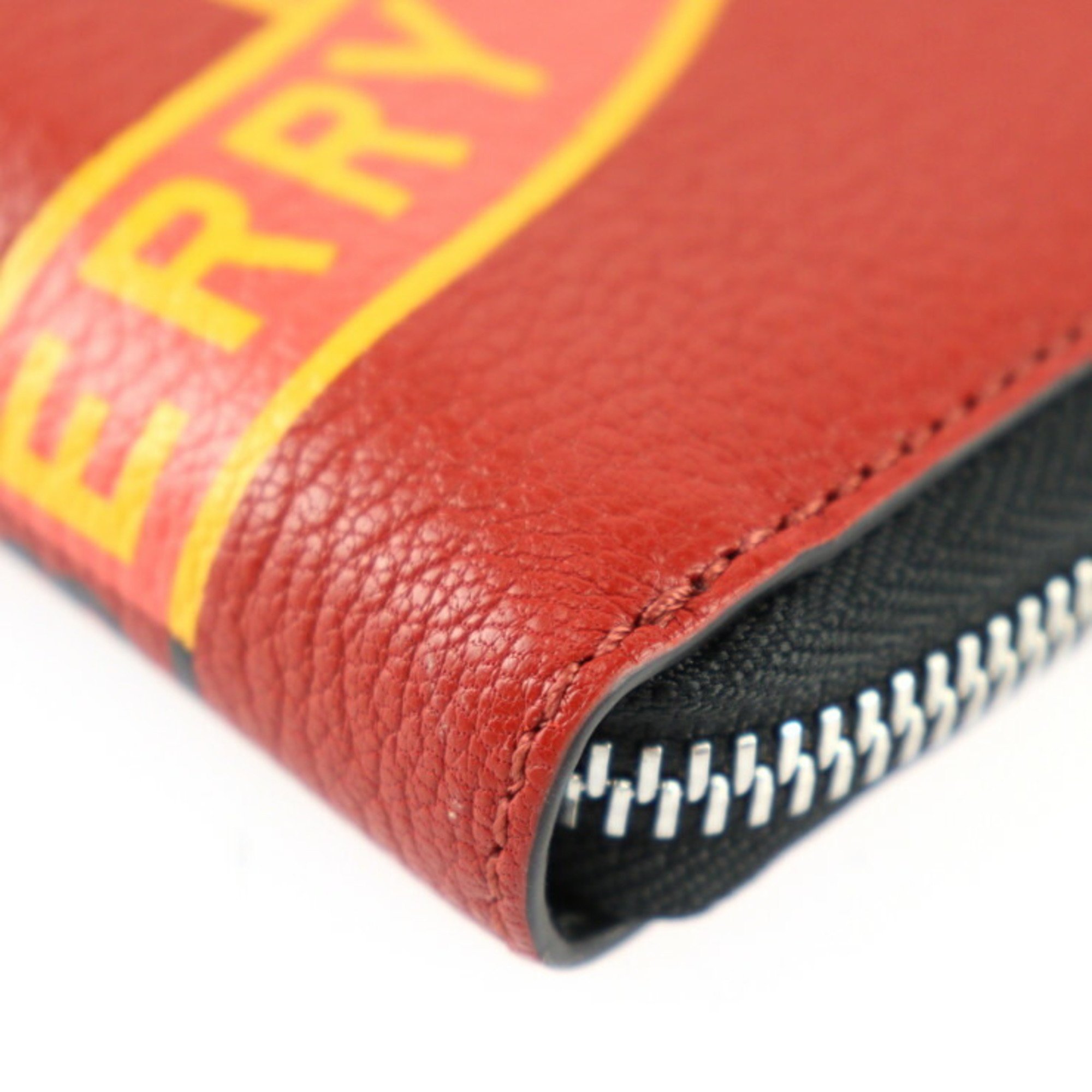 BURBERRY Large Zip Wallet Crest Print Long 8005977 Leather Red Round