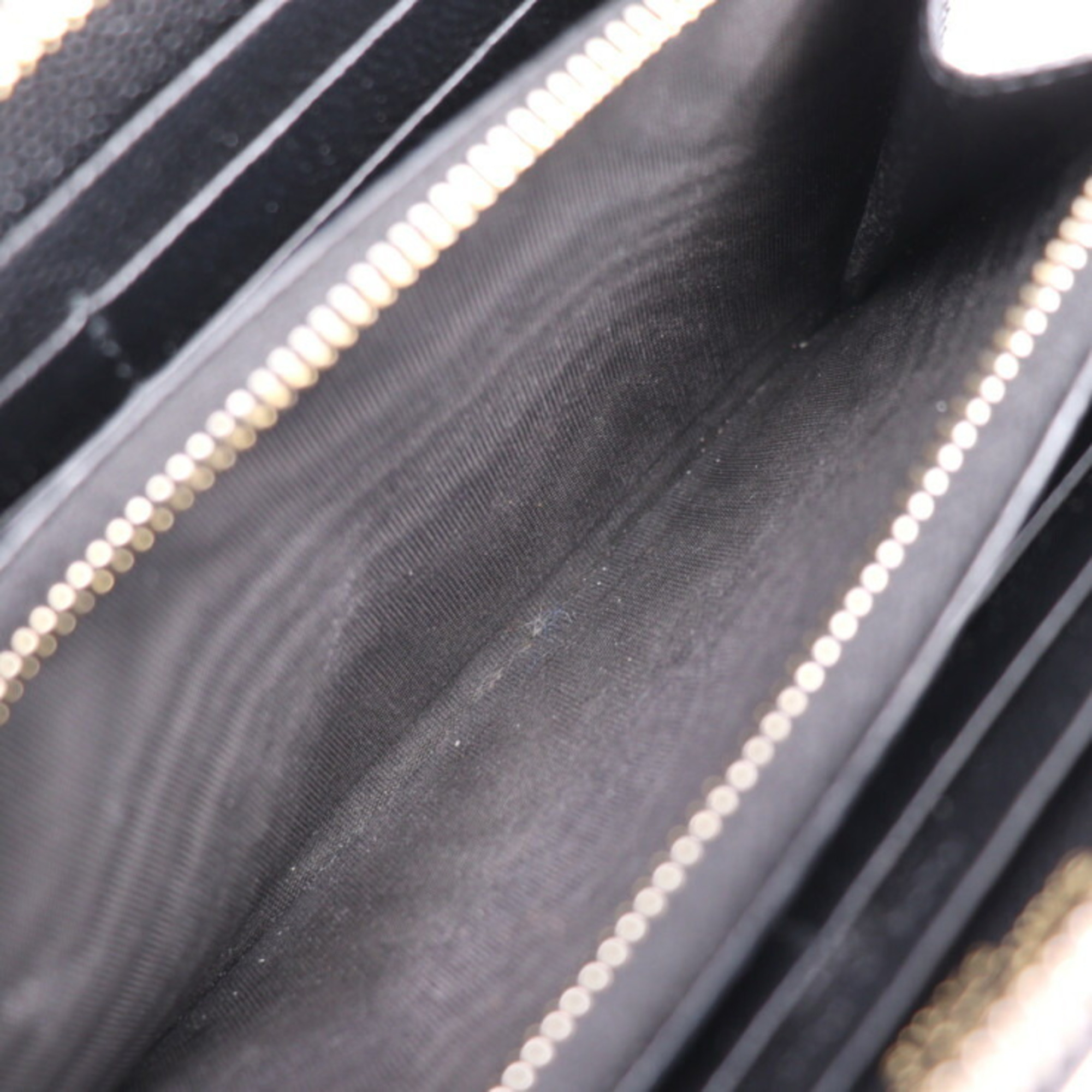 Yves Saint Laurent SAINT LAURENT PARIS Round Zip Wallet Long 358094 Leather Black V Stitch