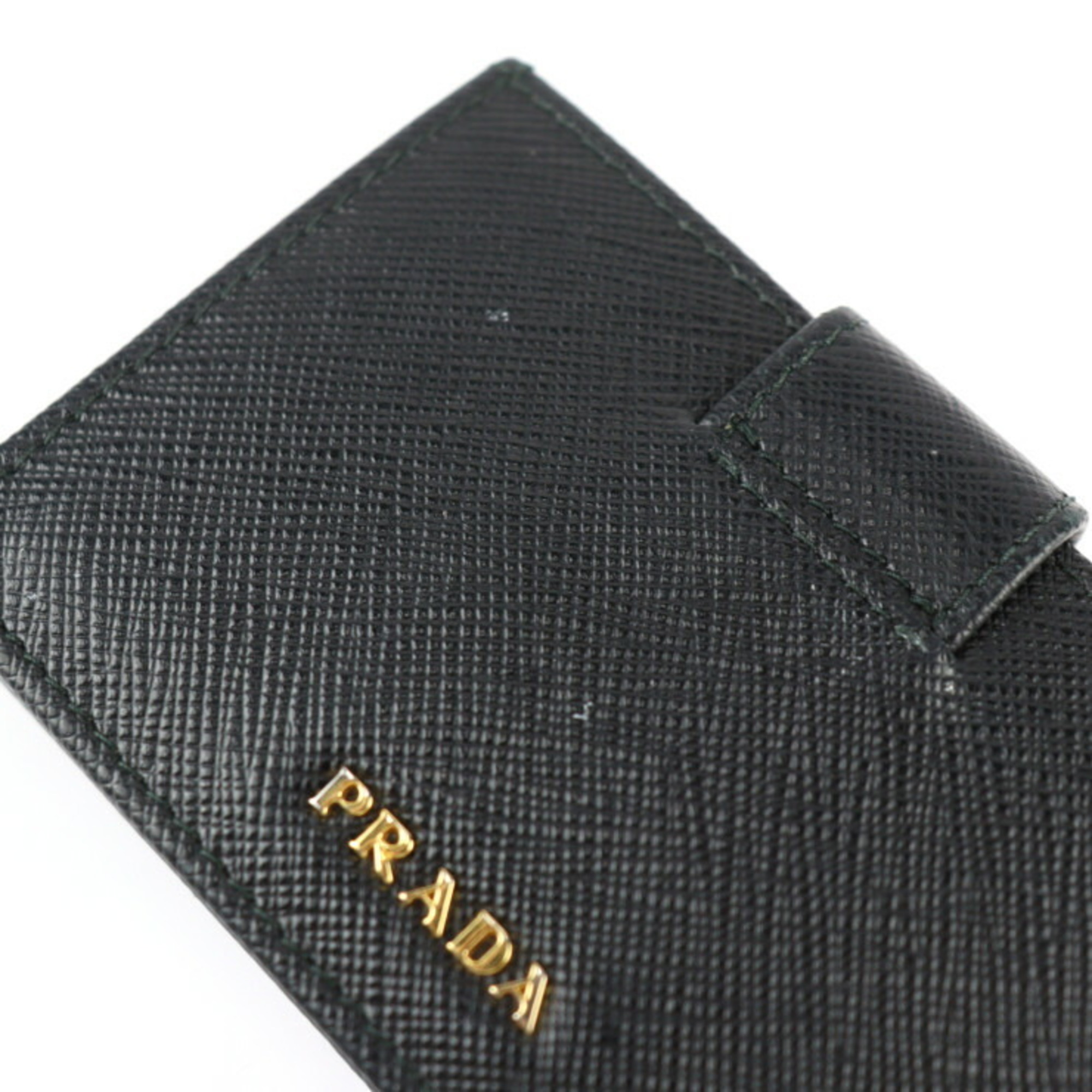 PRADA Saffiano Metal Card Case 1MC211 Leather Black Business Holder
