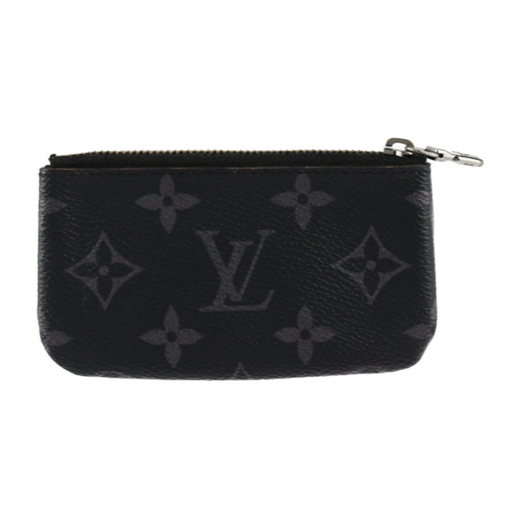 LOUIS VUITTON Louis Vuitton Pochette Cle Coin Case M80905 Monogram Eclipse Reverse Black Grey Purse