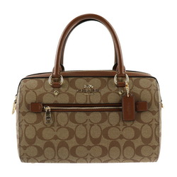 COACH Coach Boston Bag Signature Handbag 83607 PVC Leather Beige Brown Shoulder