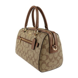 COACH Coach Boston Bag Signature Handbag 83607 PVC Leather Beige Brown Shoulder