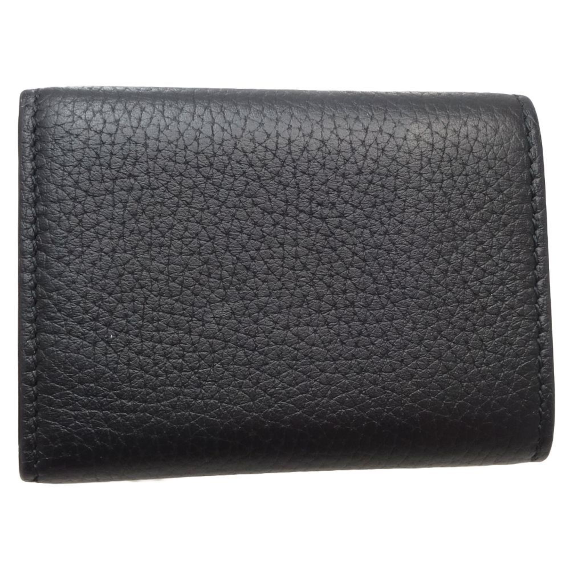 GUCCI Gucci Horsebit Compact Wallet 745988 Trifold Calf Black 180281