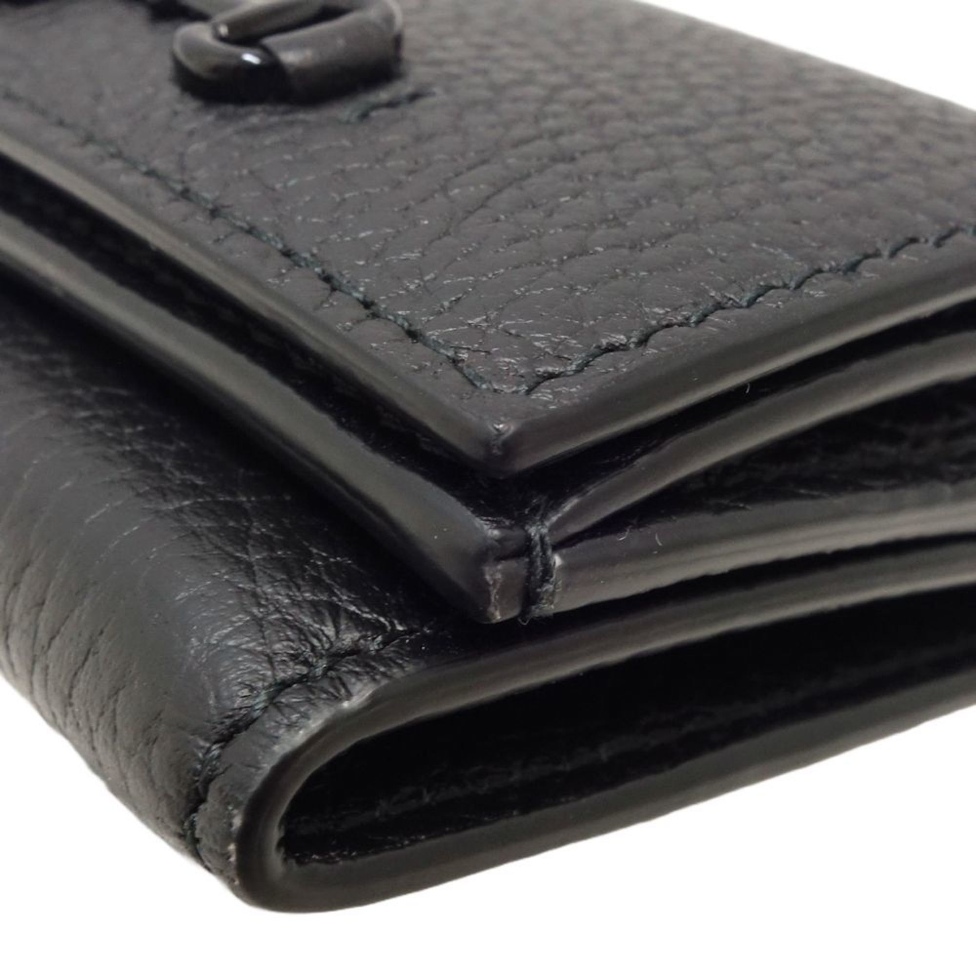 GUCCI Gucci Horsebit Compact Wallet 745988 Trifold Calf Black 180281
