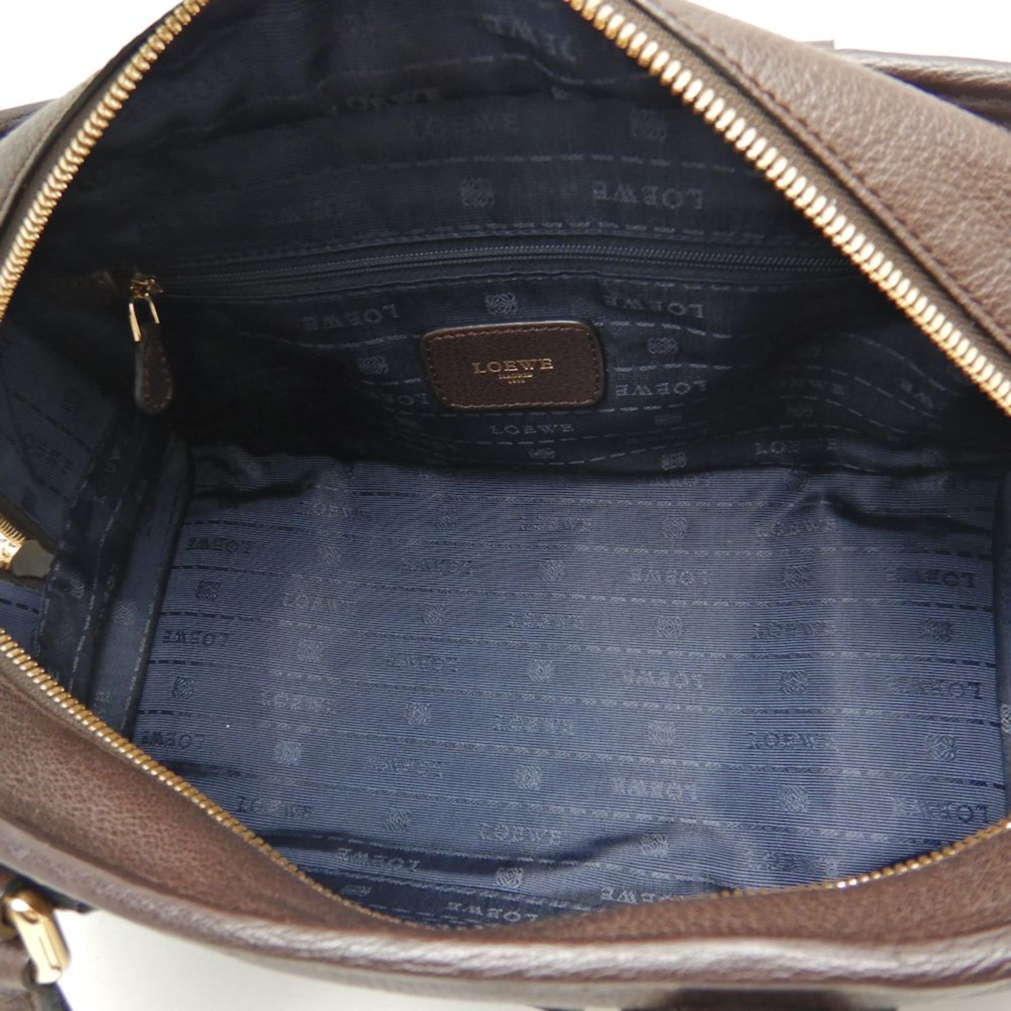 LOEWE Amazona 28 Handbag Anagram Leather Brown 251571