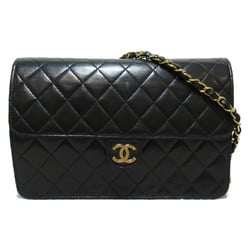 CHANEL Pushlock Matelasse ChainShoulder Bag Black Lambskin (sheep leather)