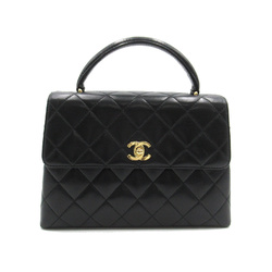 CHANEL Coco Handle Matelasse Handbag Black Lambskin (sheep leather)