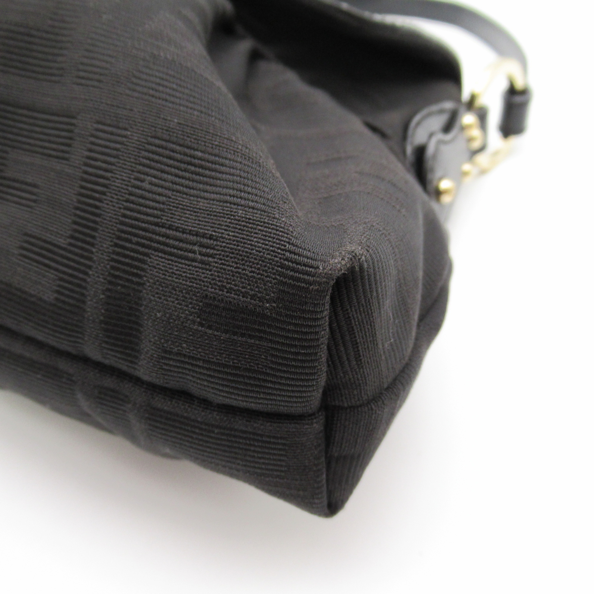 FENDI Zucca handbag Black leather Nylon 8BR445