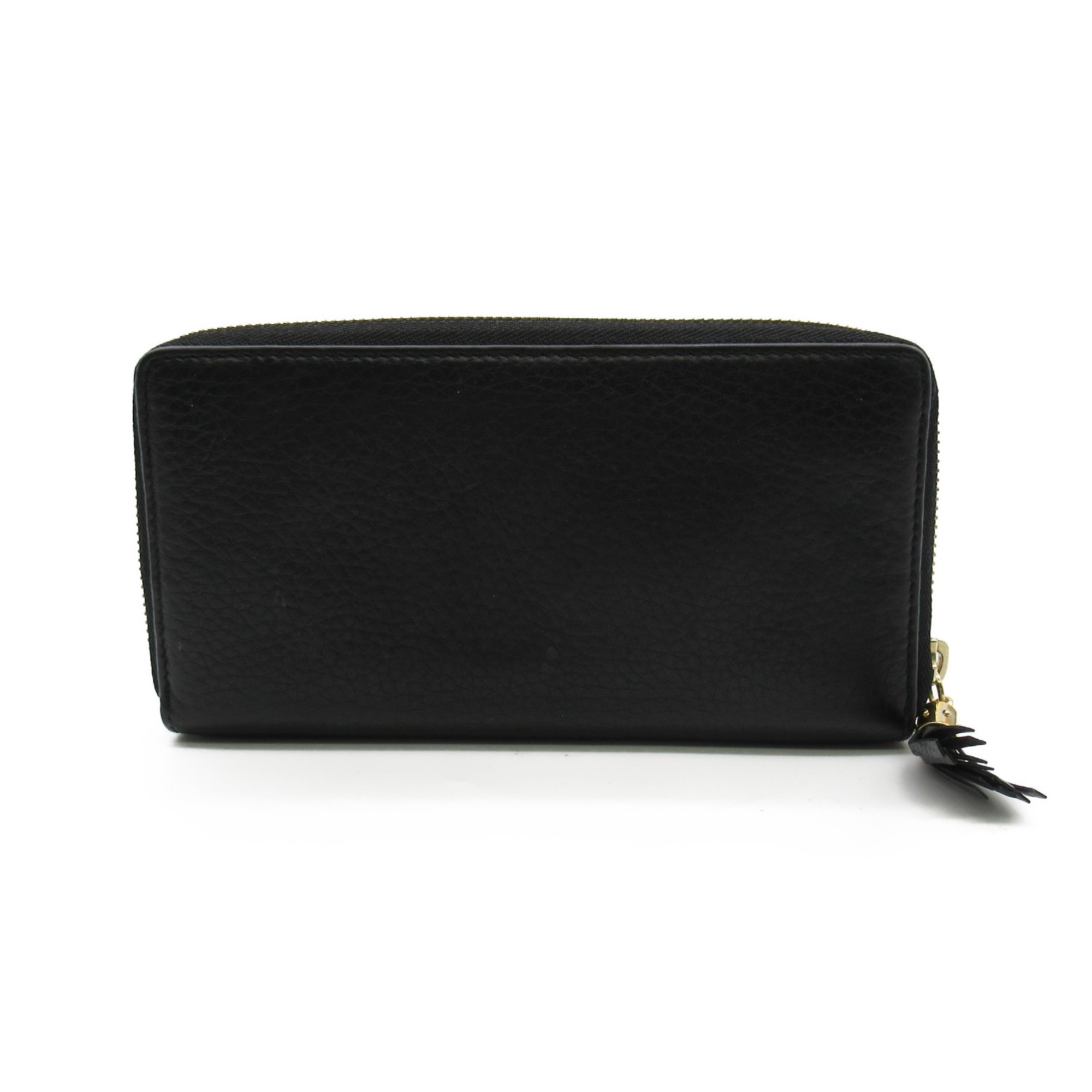 GUCCI Round long wallet Black leather 308004