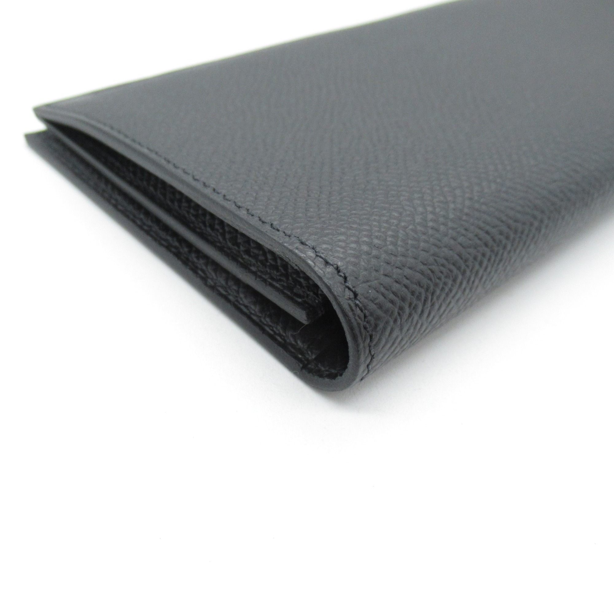 HERMES Citizen Twill Long Silk In Black Black Noir Black Epsom leather