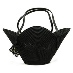 LOEWE petal basket bag handbag Black Calfskin (cowhide) Raffia A223L52X021100
