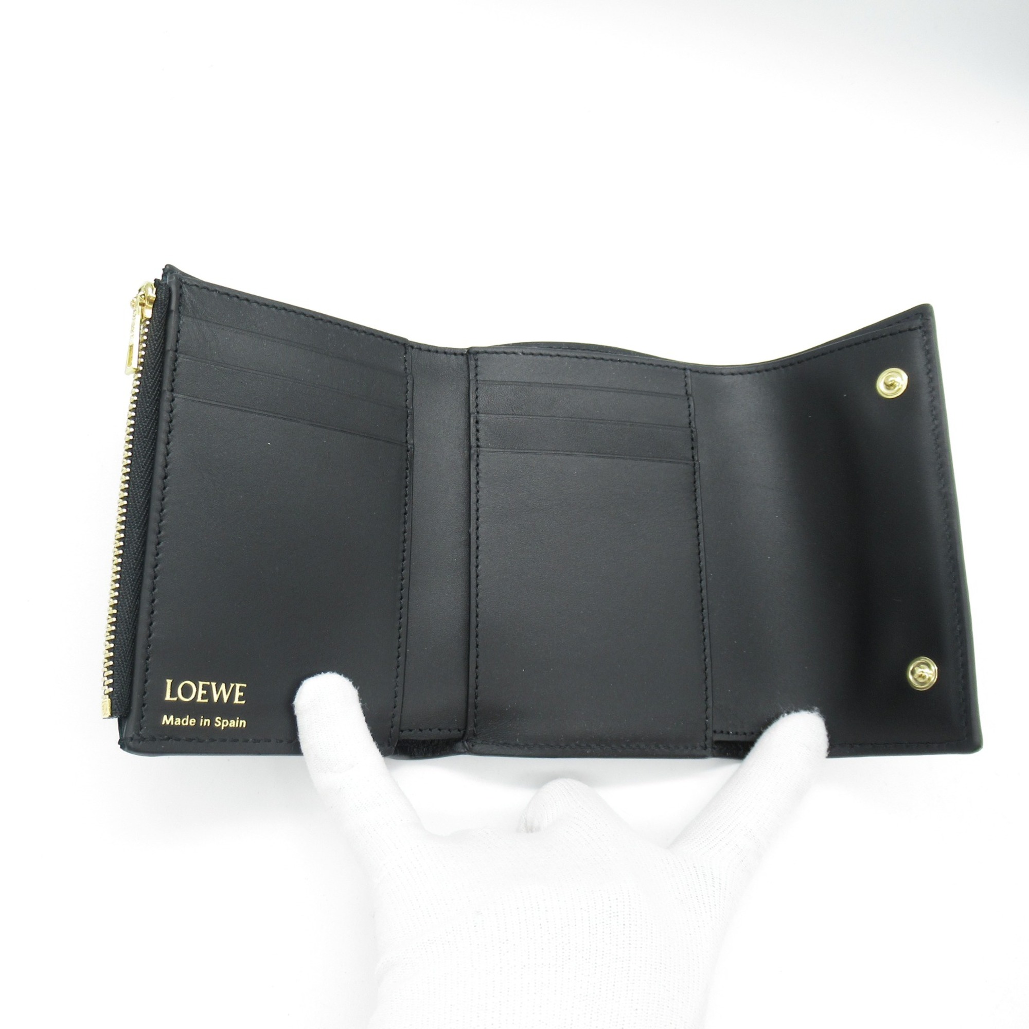 LOEWE Three-fold wallet Black  embossed silk calf C499S97X071100