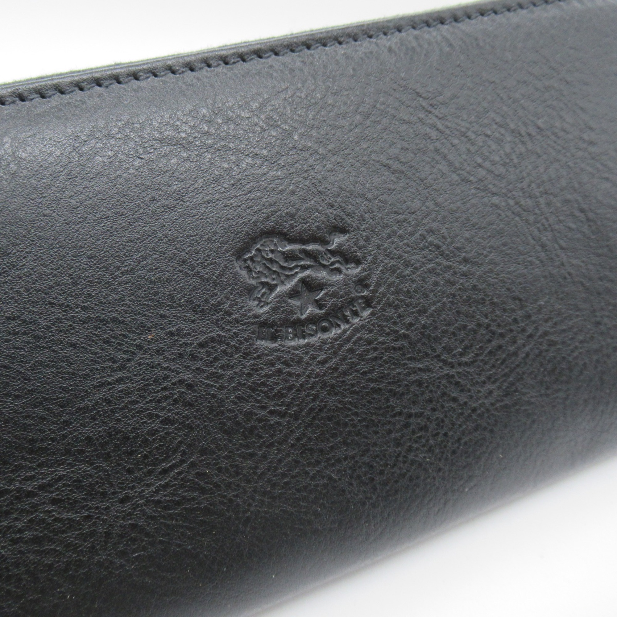 IL BISONTE Round long wallet Black leather SZW046BK128