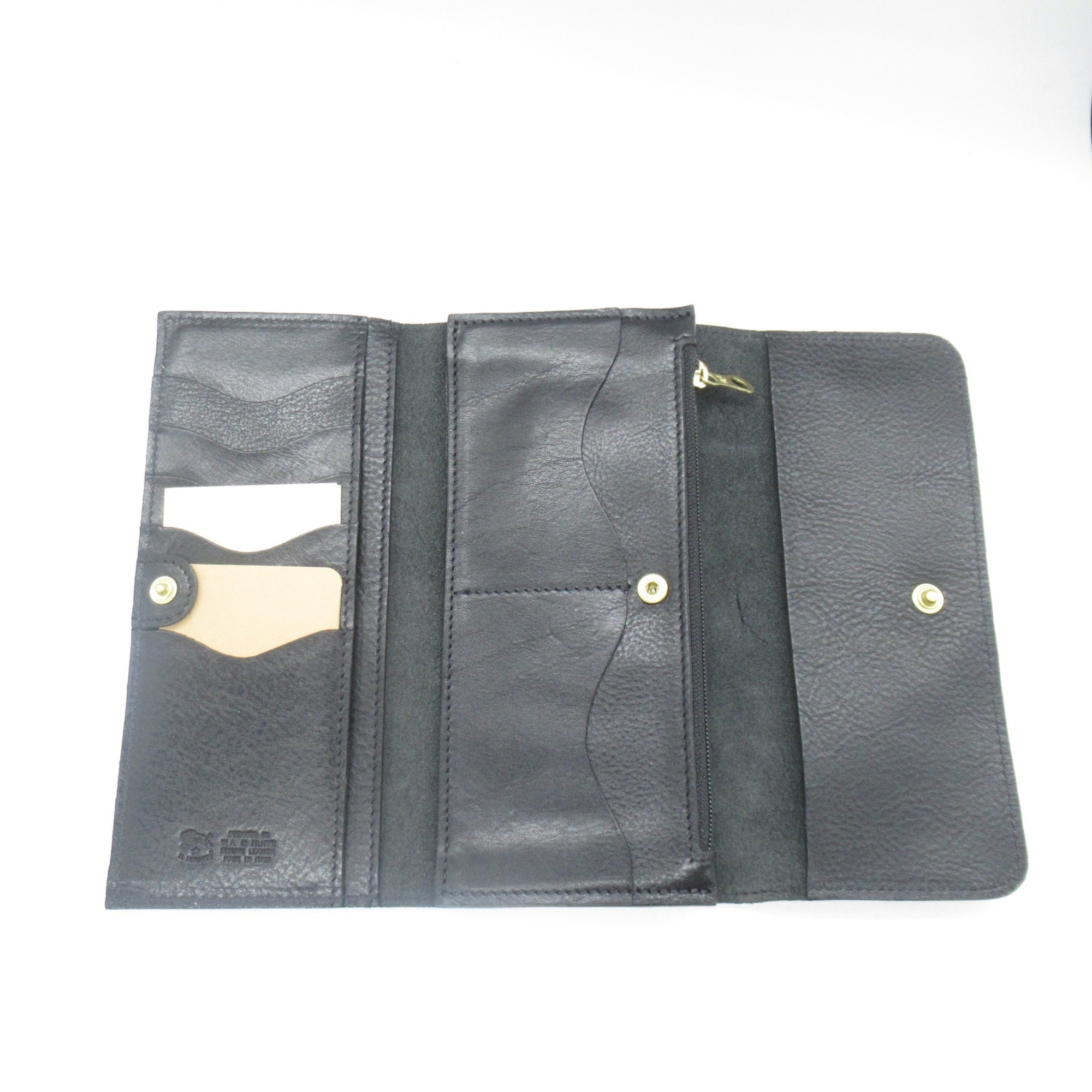 IL BISONTE Tri-fold long wallet Black leather SCW009BK110