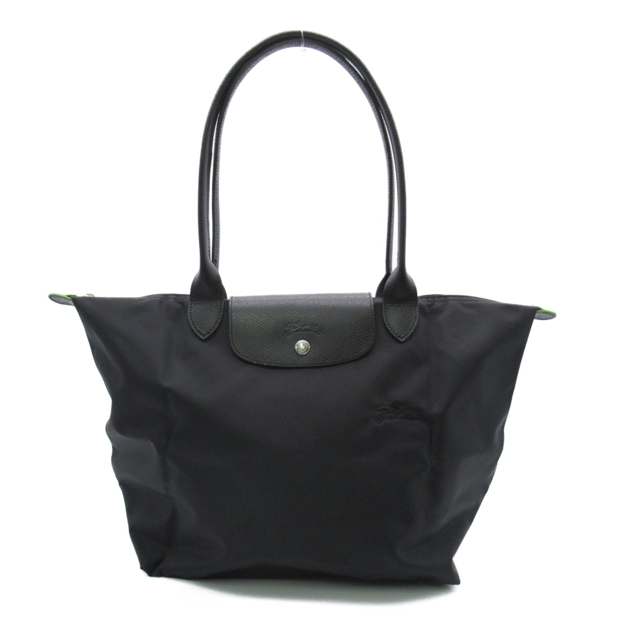 Longchamp Le Pliage Green L Shoulder Bag Black Noir recycled polyamide canvas L1899919001