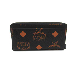 MCM Round long wallet Black Brown Polyurethane/Polyester/Others MYLDATA01