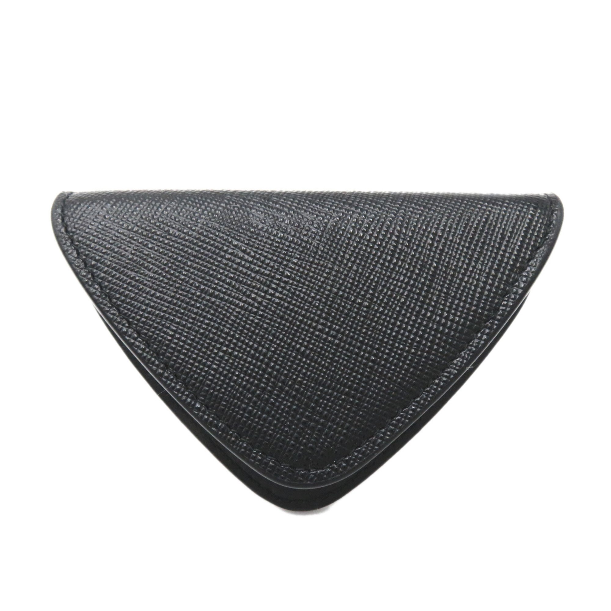 PRADA triangle coin purse Black NERO Safiano leather 2MM004QHHF0002