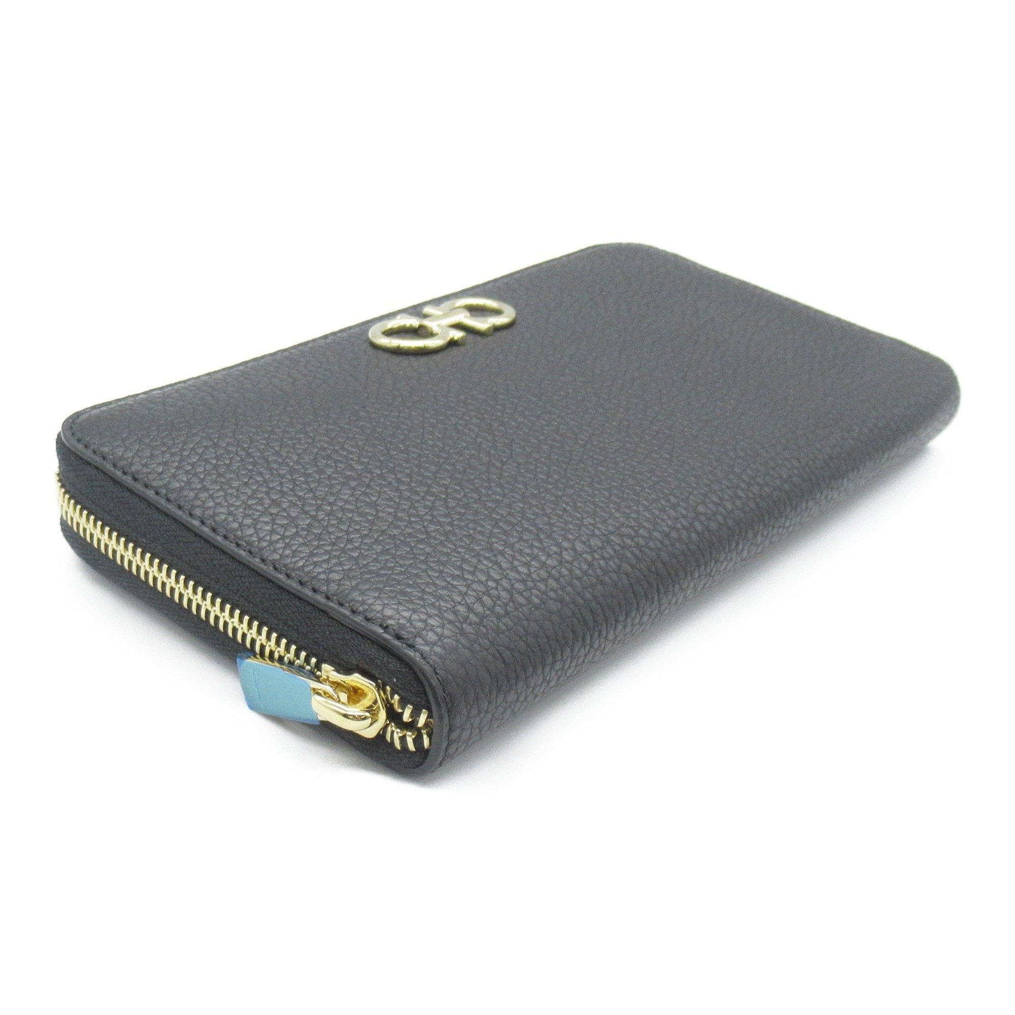 Salvatore Ferragamo Round long wallet Black leather 758661
