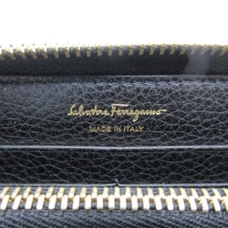 Salvatore Ferragamo Round long wallet Black leather 758661