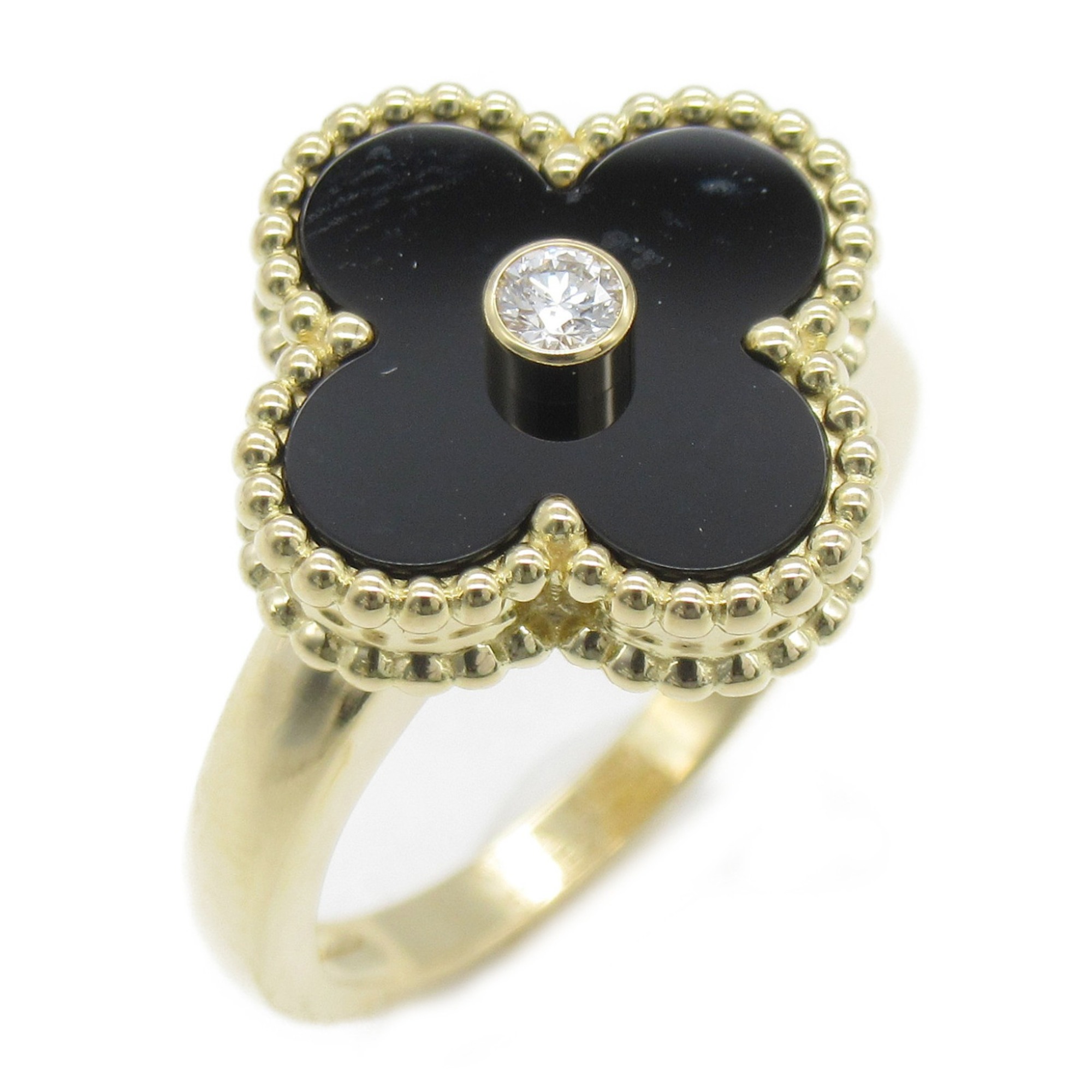 Van Cleef & Arpels Vintage Alhambra Onyx/1P Diamond Ring Ring Black Clear K18 (Yellow Gold) Onyx Black Clear