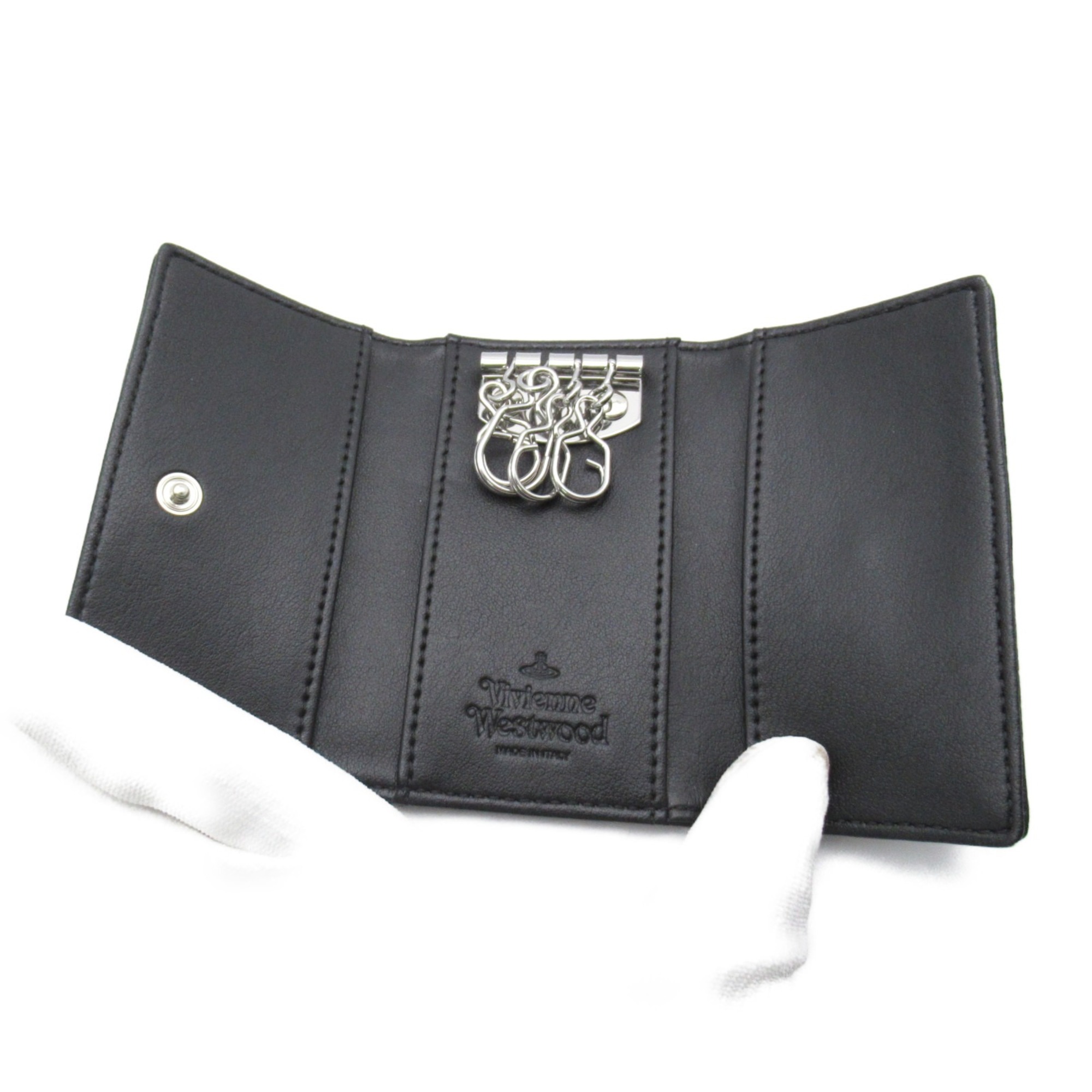 Vivienne Westwood 4 hooks key holder Black leather Grain leather 5102000102103N401