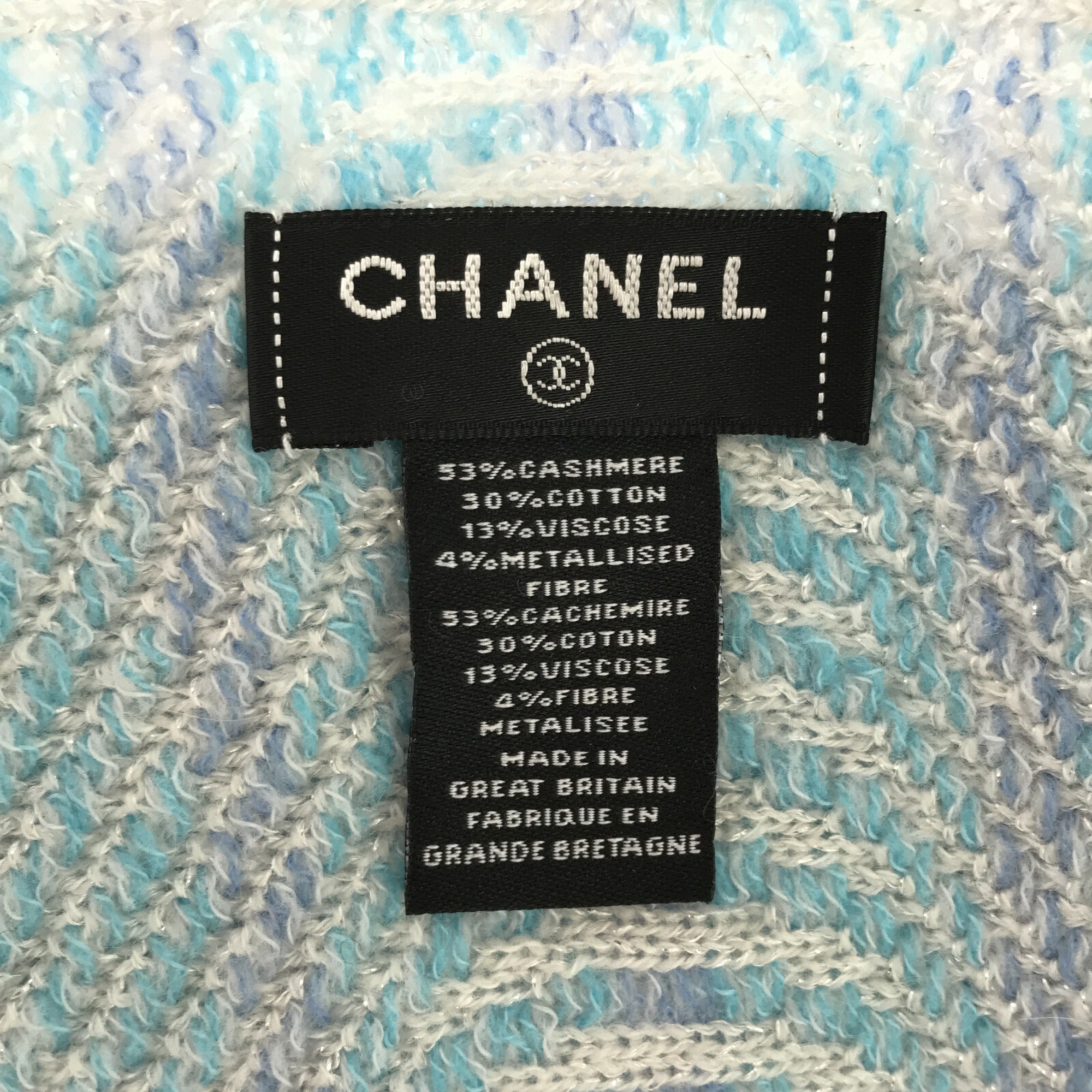 CHANEL Knit stall Blue Cashmere