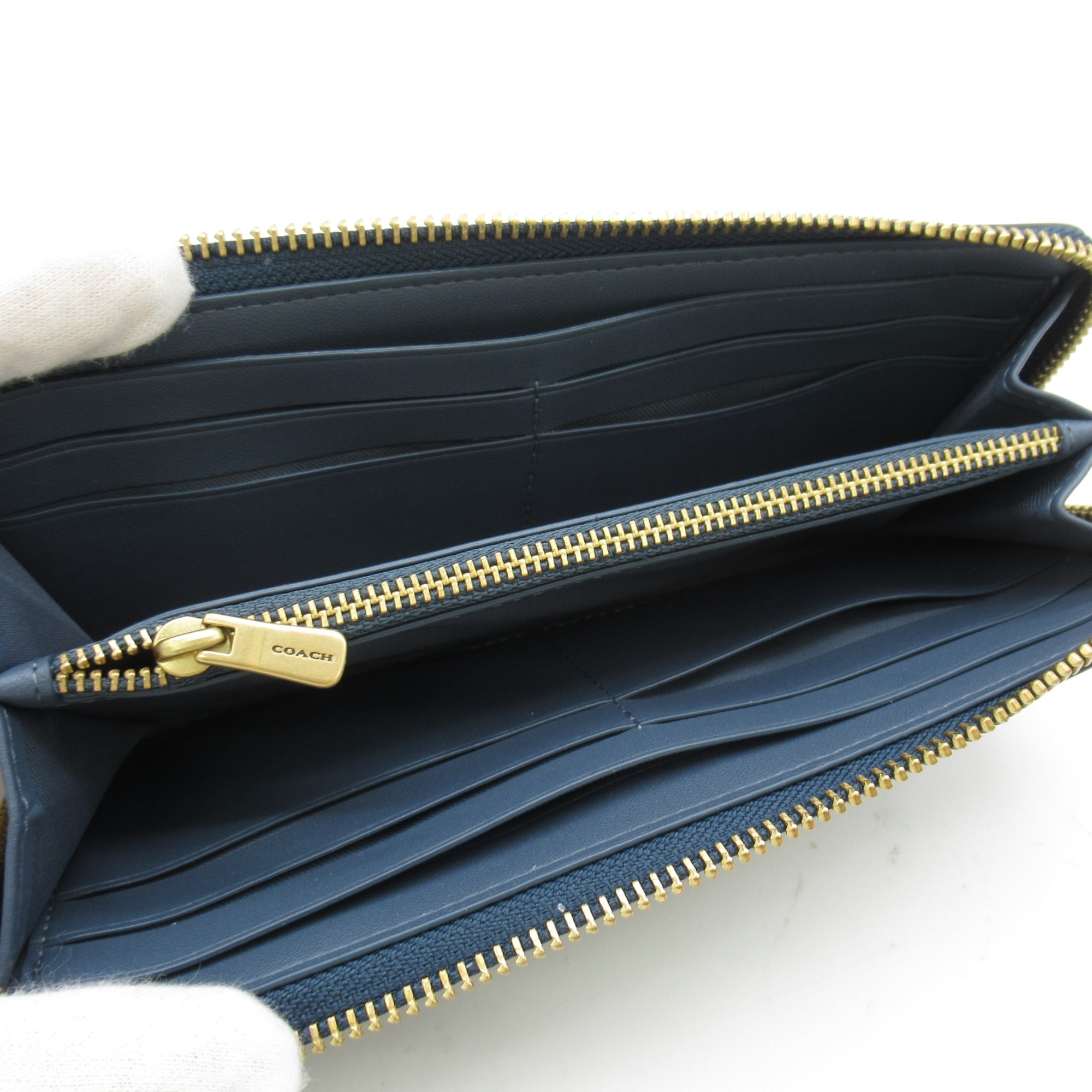 COACH Round long wallet Blue leather CH822B4/DE