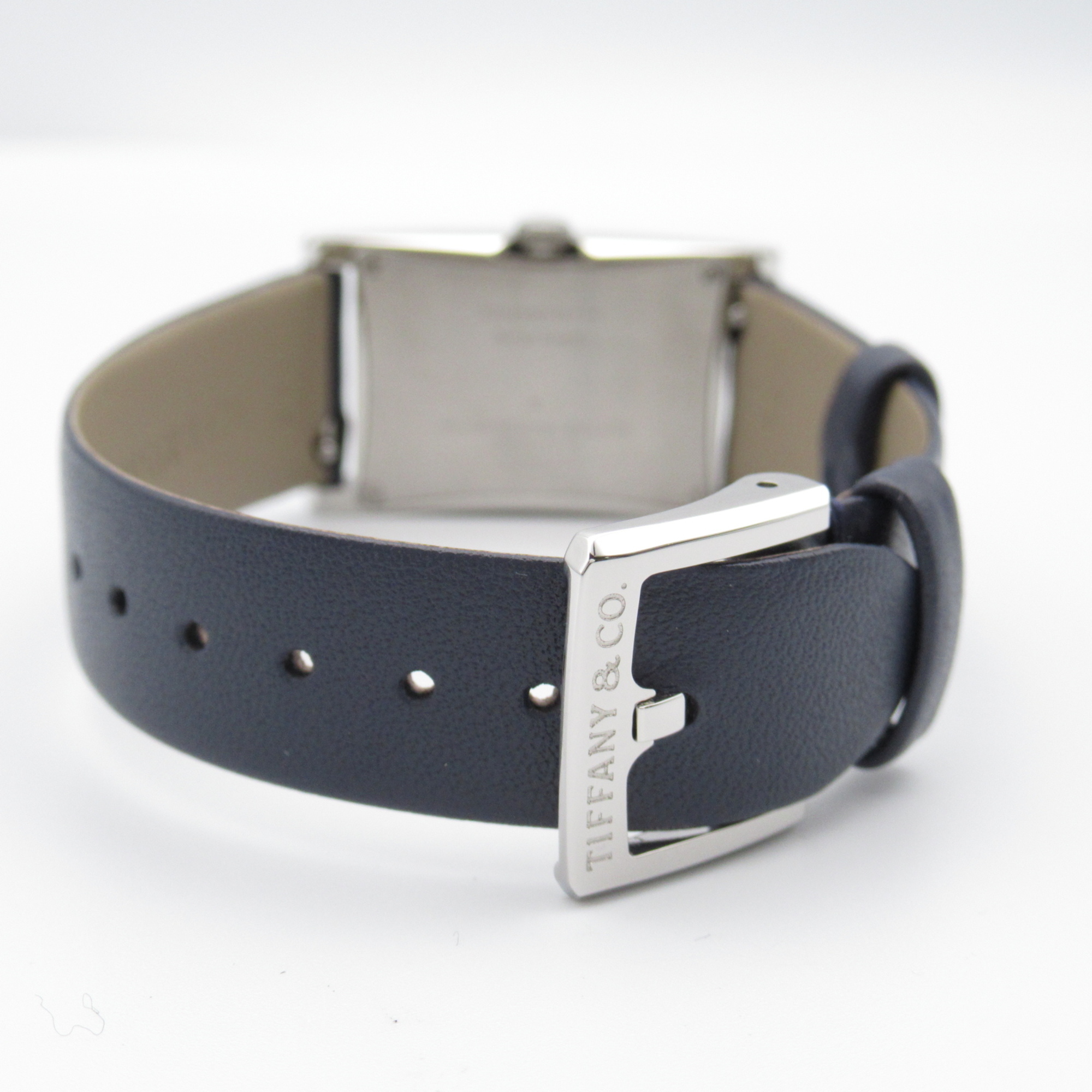 TIFFANY&CO East West Wrist Watch 34677344 Quartz Blue  Stainless Steel Leather belt 34677344