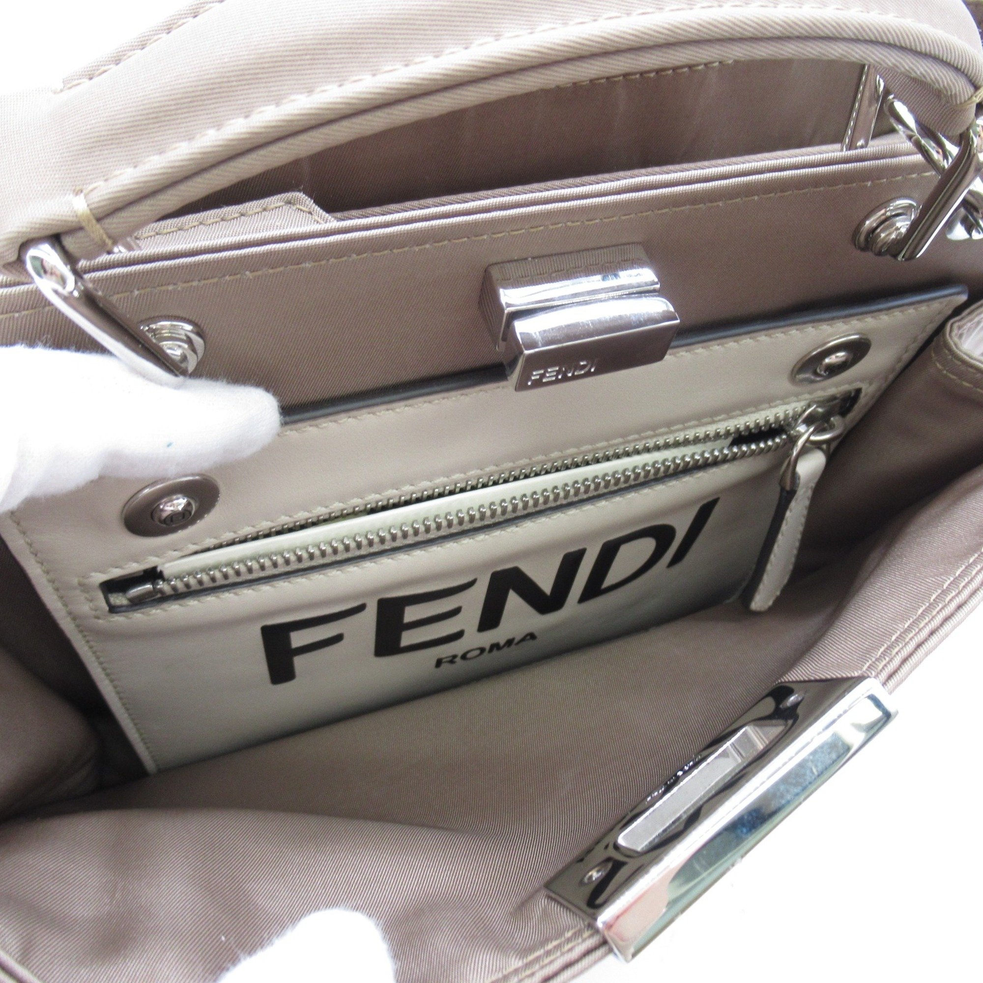 FENDI peekaboo mini bag Brown Nylon leather 7VA530AGQIF1GLE