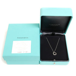 TIFFANY&Co. Tiffany Pt950 Platinum Open Heart Diamond 3PD Necklace 3.8g 40cm Women's