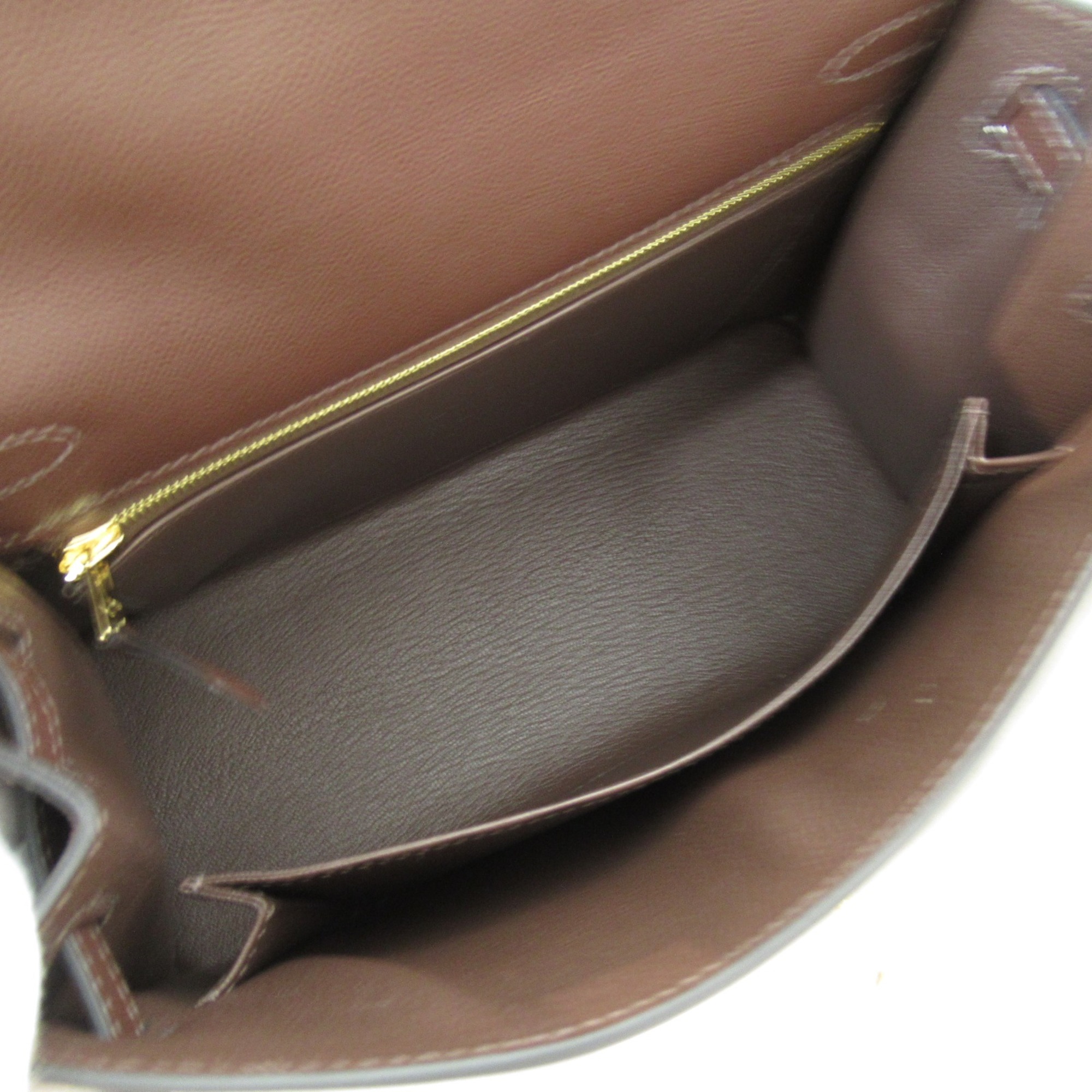 HERMES Kelly 25 handbag outside sewing Brown Moka Vaugham leather