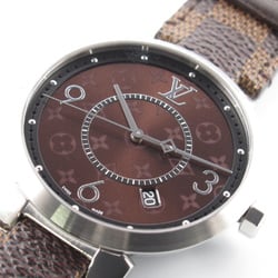 LOUIS VUITTON Tanbur slim Wrist Watch QA005 Quartz Brown  Stainless Steel Leather belt QA005