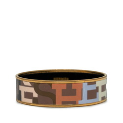 Hermes Enamel GM Cloisonne Bangle Gold Brown Multicolor Plated Women's HERMES