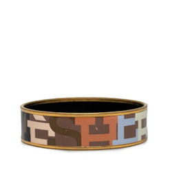 Hermes Enamel GM Cloisonne Bangle Gold Brown Multicolor Plated Women's HERMES