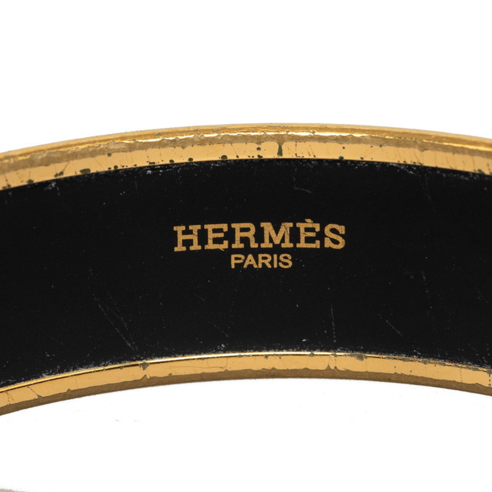 Hermes Enamel GM Cloisonne Bangle Gold Brown Multicolor Plated Women's HERMES