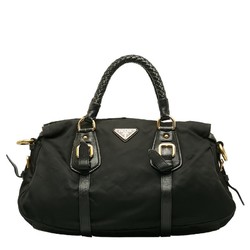 Prada handbag black nylon leather ladies PRADA